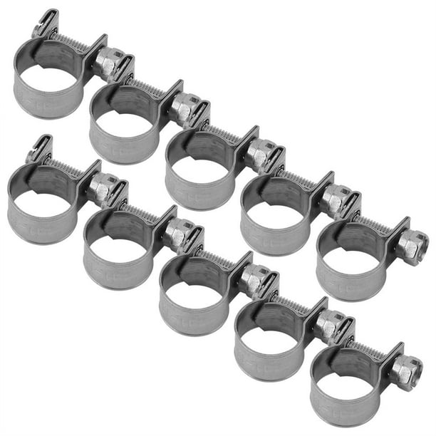 10pcs Stainless Steel Hose Clips Pipe Clamps Clamp Multi Size Diameter 6-20mm 
